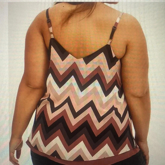 Torrid Sophie Chevron Stripe Chiffon Double Layer Swing Cami Burgundy 5X - Picture 2 of 10